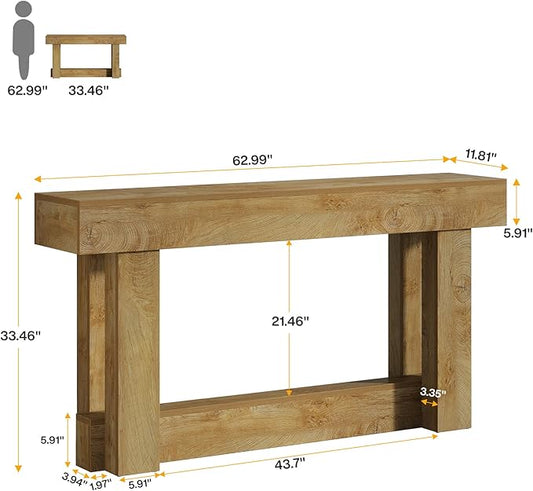 Tribesigns 63-Inch Wood Console Table, 2-Tier Narrow Long Farmhouse Entryway Table for Living Room, Hallway, Entrance