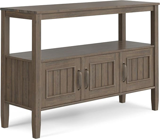 SIMPLIHOME Lev SOLID WOOD 48 Inch Wide Contemporary Console Table in Smoky Brown, For the Living Room, Entryway and Bedroom
