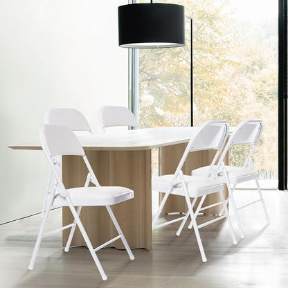 20 Pack Folding Chairs with Padded Seats, Padded Folding Chair with Steel Frame for Events Home Office, Pu Leather Folding Chair White