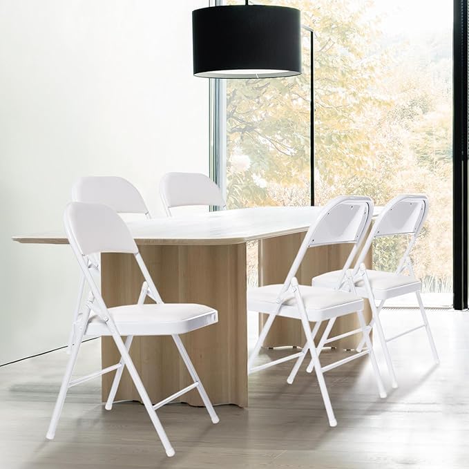 30 Pack Folding Chairs with Padded Seats, Padded Folding Chair with Steel Frame for Events Home Office, Pu Leather Folding Chair White