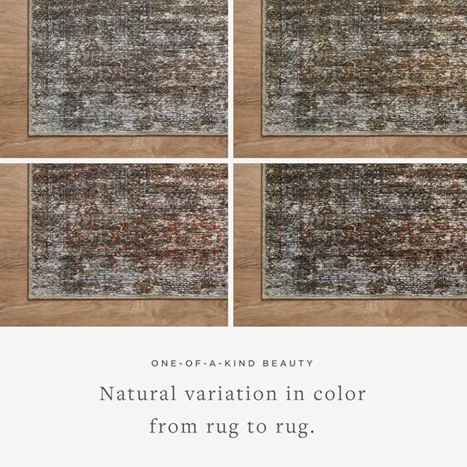 Loloi Amber Lewis Billie Collection, Tobacco & Rust 2'-6" x 7'-6" Area Rug – Antique & Distressed Accent Rugs for Living Room, Bedroom, Entryway & Hallway, No Shed High Traffic Area Home Decor Rug