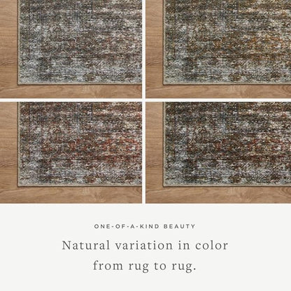 Loloi Amber Lewis Billie Collection, Tobacco & Rust 10'-0" x 14'-0" Area Rug Antique & Distressed Accent Rugs for Living Room, Bedroom, Entryway & Hallway, No Shed High Traffic Area Home Decor Rug