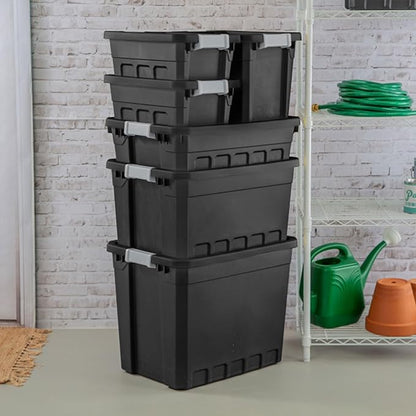 Sterilite 18-Pack Plastic Storage Bins with Lids, Stackable Containers, 10 Gallon, Black