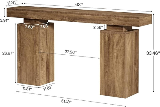 Tribesigns 63-Inch Long Console Table, Farmhouse Entryway Table Behind Couch, Wooden Foyer Stand Entry Station, Modern Hallway Accent Furniture for Living Room Decor, Entrance, Natural Wood Finish