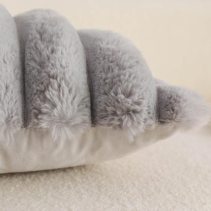 Neelvin Grey Faux Fur Cozy Soft Striped Decorative Throw Pillow Covers 12x20 inch Set of 2,Velvet Pillowcase Cushion Case for Sofa Couch