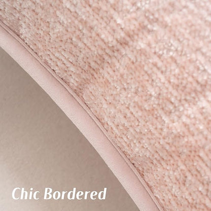 FUTEI Pink Chenille Throw Pillow Covers 24x24 Inch Set of 2,Soft Cozy Bound Edge Design European Cushion Cover,Home Decor for Couch Bed Living Room