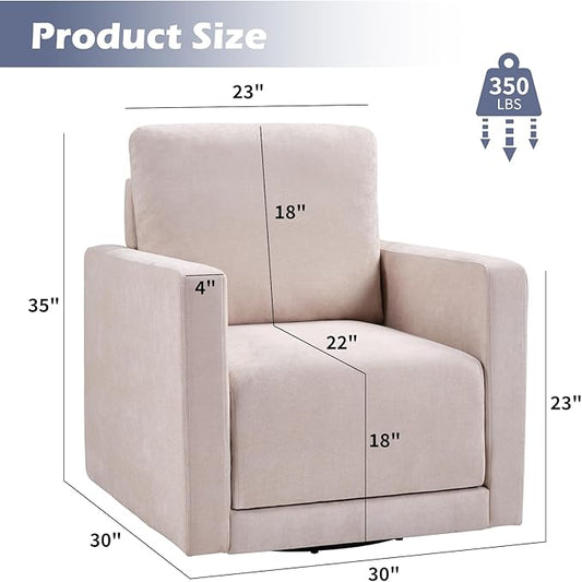 INZOY Swivel Accent Chair Set of 2, Comfy 360° Swivel Chair with Hidden Storage, Upholstered Chenille Square Chair for Living Room Bedroom Small Spaces, Fully Assembled, Beige