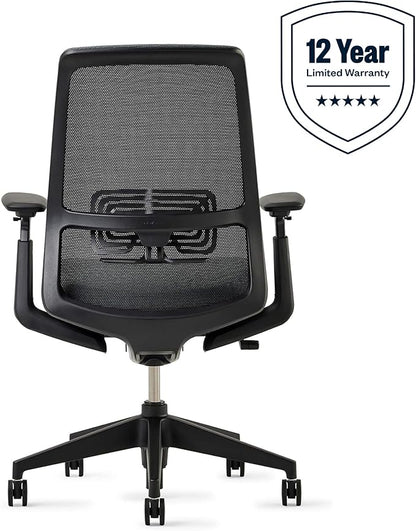 Haworth Soji Office Chair with Ergonomic Adjustments and Lumbar Support, Flexible Mesh Back (Charcoal)