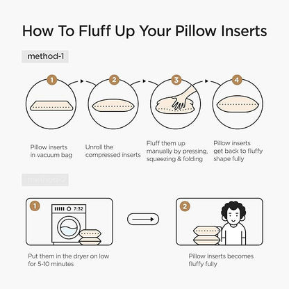 Acanva 16x16 Throw Pillow Inserts Set of 2, Premium Polyester Fiber Fill Square Sham Stuffer Cushion for Sofa, Bed, Couch and Chair, Machine Washable, White