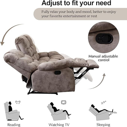 CANMOV Manual Recliner Sofa Set,2 Pieces Sofa Furniture Set for Living Room, Manual Reclining Loveseat and Recliner Sofa with Overstuffed Arms for Living Room, Bedroom, Light Brown (2+3)
