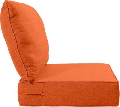 Luxury 24x24x6 Inch Outdoor Cushions - Water&UV&Fade Resistant 1 Set Zippered Patio Chair Back&Seat Cushion for Wicker Dining Rocking Swivel Chairs Loveseat Couch Sectional Sofa - Orange
