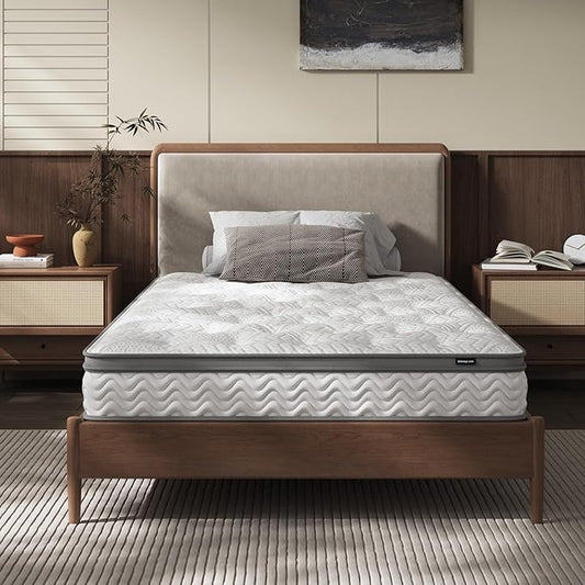 8 Inch Twin Mattress, Foam & Bonnell Springs Hybrid Mattresses, Fiberglass Free - No Odor - 365 Night Trial