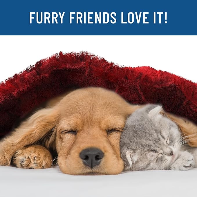 Everlasting Comfort Soft & Comfortable Red Faux Fur Throw Blanket for Couch - (50"x65") Minky & Fluffy Fall Blankets & Throws, Plush Fuzzy Cover for Bed, Sofa & Living Room - Cozy Home Decor
