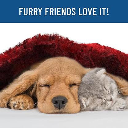 Everlasting Comfort Soft & Comfortable Red Faux Fur Throw Blanket for Couch - (50"x65") Minky & Fluffy Fall Blankets & Throws, Plush Fuzzy Cover for Bed, Sofa & Living Room - Cozy Home Decor