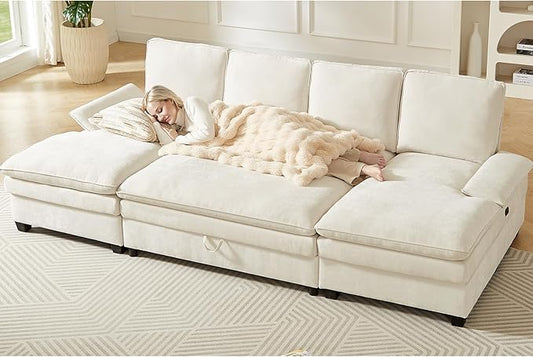 ONBRILL 108" Modular Sectional Sofa,U Shaped Sectional Couch with Movable Ottoman,Cloud Couches for Living Room,Bedroom and Apartment, Beige