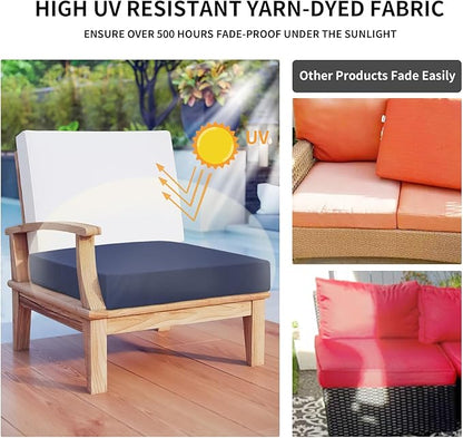 Easy-Going Waterproof Patio Cushion Covers ONLY Cover 22x20x4 inch 4 Pack Replacement Non-Slip Outdoor Seat Cushion Slipcover with Zipper. Navy