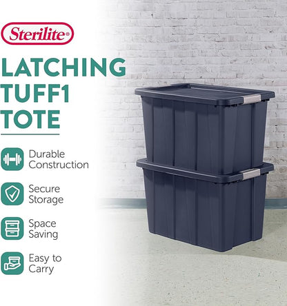 Sterilite 12-Pack Storage Bins with Lids, Heavy Duty Totes, Tuff1, 30 Gallon, Dark Indigo