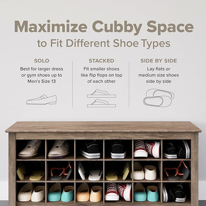 Prepac White Tall Storage Cabinet, Shoe Cabinet, Entryway Furniture with 36 Shoe Cubbies 13"D x 23.5" W x 72.5" H