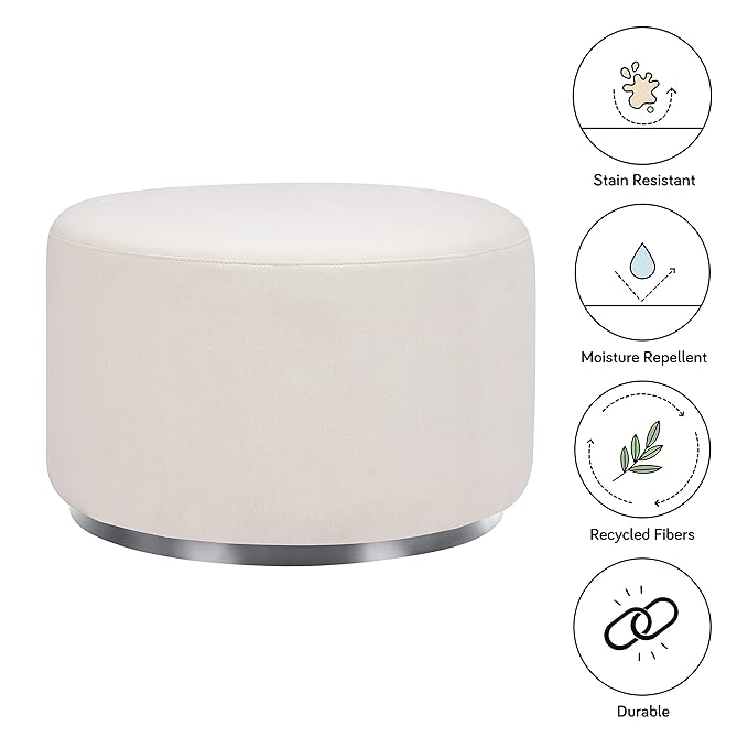 Babyletto Tuba Gliding Ottoman in Eco-Performance Fabric | Water Repellent & Stain Resistant