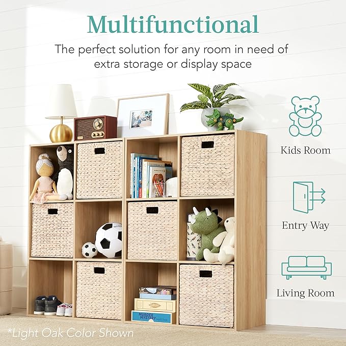 Best Choice Products 6-Cube Storage Organizer, 13.5in Shelf Opening, Bookcase, Display Shelf, Customizable w/ 3 Removable Back Panels – Greige