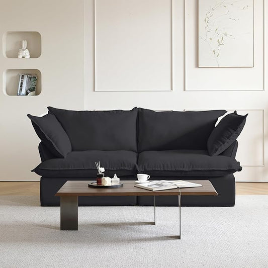 JACH Modern Couch for Living Room, Love Seat Modular Sectional Sofa, Cushion Covers Removable, Comfy Convertible Sectional Couches, Two Corners Sofa for Living Room Bedroom Office Apartment (Black)