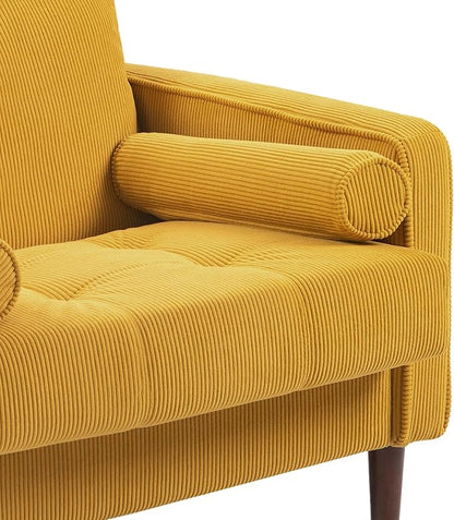 Oversized Accent Chair Set of 1, Corduroy Fabric Mid Century Modern Armchair with Large Seat for Living Room Bedroom Reading