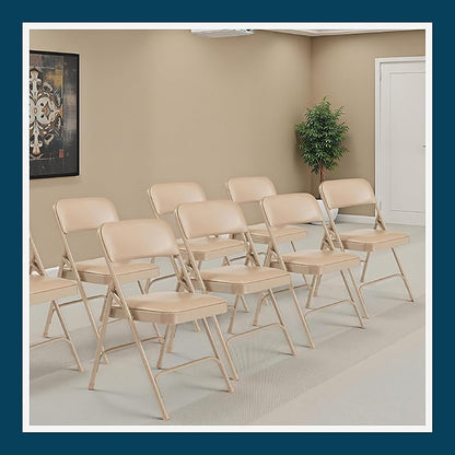 OEF Furnishings OEF1200 Series Premium Heavy Duty Vinyl Padded Folding Chairs, Commercial Grade 500 lb Capacity (4-Pack, French Beige)