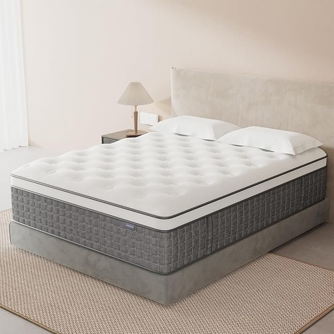 Mattress Twin Size, Medium Firm Mattress with Extra Lumbar & Shoulder Support, 12 Inch Hybrid Mattresses with Gel Memory Foam Pain Relief - Fiberglass Free - No Odor - 365 Night Trial