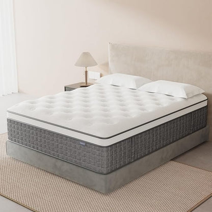 Mattress King Size, Medium Firm 10 Inch Mattresses with Extra Lumbar & Shoulder Support, Hybrid Mattress King with Gel Memory Foam Pain Relief - Fiberglass Free - No Odor - 365 Night Trial