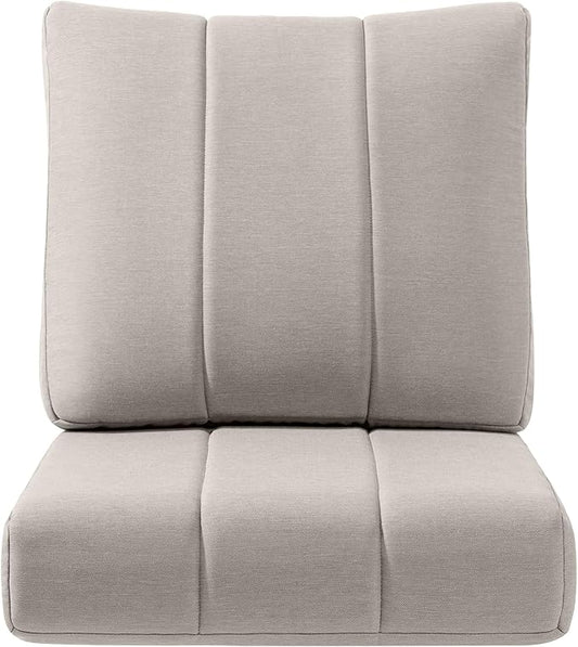 Luxury 24x24x6 Inch Kitty Outdoor Cushions - Water Resistant 1 Set Zippered Patio Chair Back&Seat Cushion for Wicker Dining Rocking Swivel Chairs Loveseat Couch Sectional Sofa - Beige