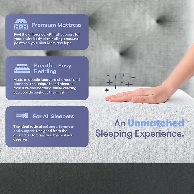 Celestial Sleep Gel Memory Foam Mattress in a Box, Made in The USA, CertiPUR-US® Certified Foam, Oeko-Tex, and Fiberglass-Free Certified Bed, 12 inch Soft - Split King