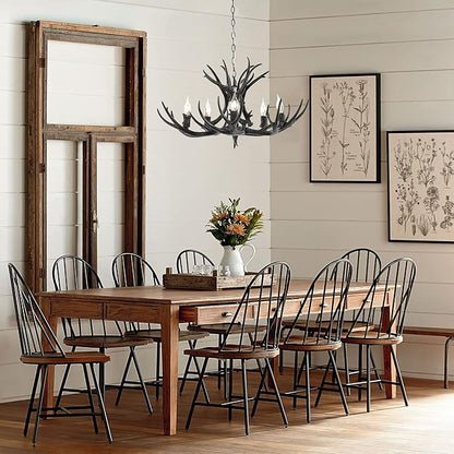 JONATHAN Y JYL6300C Eldora 30" Adjustable Resin Antler 5-Light LED Chandelier, Glam, Rustic,Cottage,Transitional, Dimmable Dining Room, Living Room, Kitchen, Foyer, Bedroom, Black