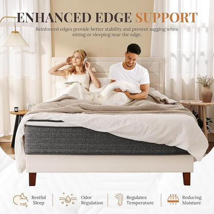 CH CHARME HOUSE Twin Mattress, 10 Inch Twin Size Hybrid in a Box, Medium Feel Foam and Individual Pocket Springs, Fiberglass Free Bed, Extra Edge Support, Pressure Relief, CertiPUR-US