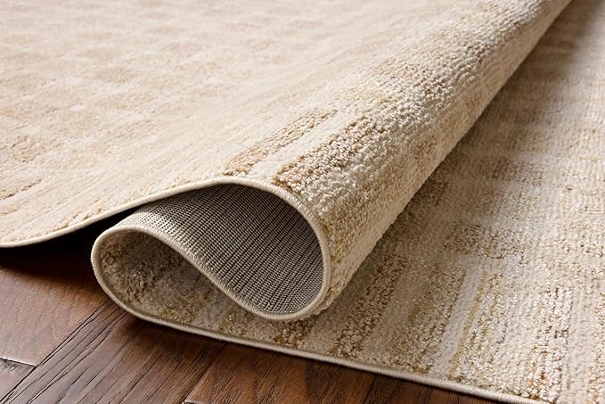 Loloi Chris Loves Julia Calvin Collection CLV-03 Bone/Natural 11'-6" x 15'-7" Area Rug Checkered Neutral Soft Living Room Bedroom Carpet