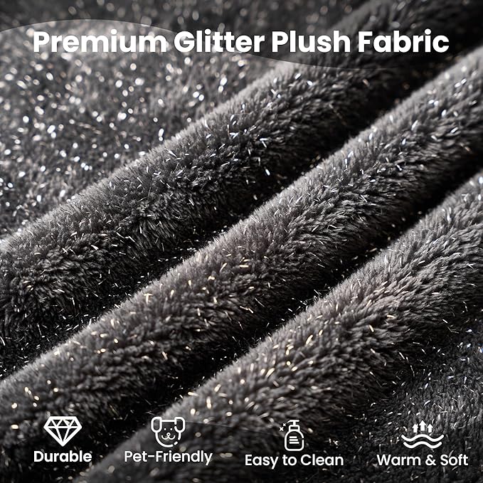 37.8" Glitter Velvet Ottoman for Couch, Memory Foam Cloud Boneless Sectional Couch for Living Room Foot Stools No Assembly Require (Sparkly Velvet, Gray)