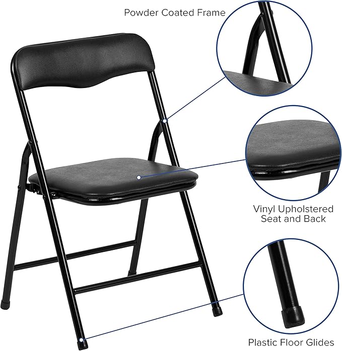 Flash Furniture Mindy Kids 3-Piece Folding Table and Chairs Set for Daycare and Classrooms, Children's Activity Table and Chairs Set, Black