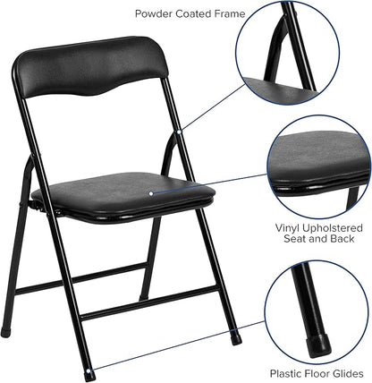 Flash Furniture Mindy Kids 3-Piece Folding Table and Chairs Set for Daycare and Classrooms, Children's Activity Table and Chairs Set, Black