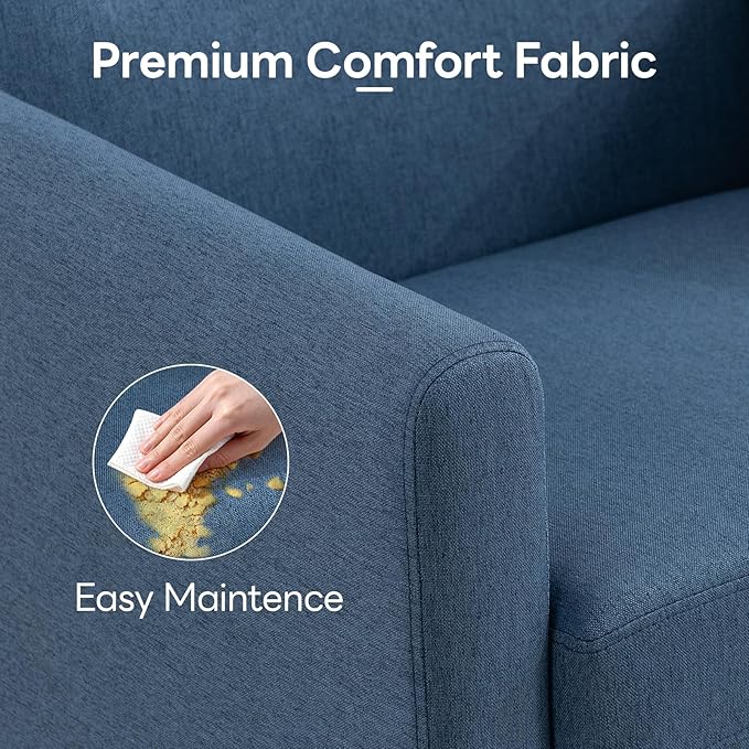 Accent Chair, Mid Century Modern Living Room Chairs Comfy Reading Chair with Upholstered Cushion Relax Armchair for Bedroom Apartment,Office, Blue