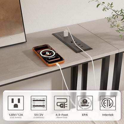 Narrow Console Table with Led Light and Charging Station，29.5" Small Entryway Table，Display Table，Entryway Hallway Thin Sofa Table Behind Sofa, Small Spaces, Living Room, Gray