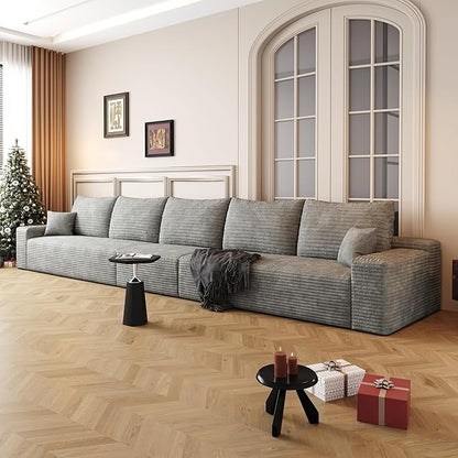 168.1" Oversized Modular Sectional Sofa Upholstered Couches, 5-Seat Cloud Couch for Livingroom Apartments,Deep Seat Pet-Friendly Fabric, No Assembly Required (Gray)