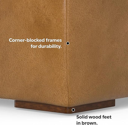 SIMPLIHOME Rex Right-Facing Modular Sectional Sofa in Full-Grain Genuine Leather, Sienna, 122-inches Wide, Handcrafted Modern-Style 4-Seater L-Shaped Leather Couch with Right Chaise for Living Room