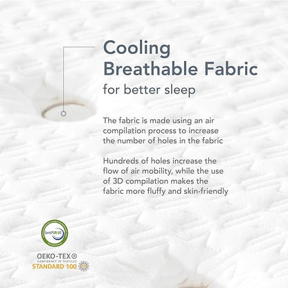 EPITEX Silverluxe Plus Full Size Mattress, 10 Inch Cooling Gel Memory Foam Full Mattress in a Box, Individual Pocket Spring for Low Motion Transfer, Medium Firm Mattress, Gray