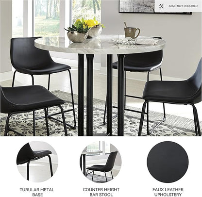 Signature Design by Ashley Centiar 24" Counter Height Modern Bucket Barstool, 2 Count, Black