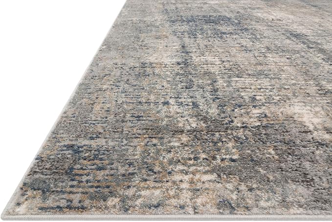 Loloi Teagan Collection TEA-05 Denim/Slate 9'-9" x 13'-6" Area Rug, Large, Soft Neutral Rug, High-Traffic for Living Room, Bedroom, Home Office, Dining Area