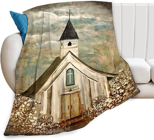 Christian Church Blanket Religious Gifts for Women Men Christian Throw Blanket for Kids Adults Soft Warm Cozy Fleece Blanket for Couch Sofa Bed 60"x80"