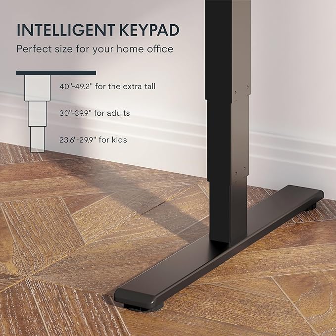 Stand Up Desk 3 Stages Dual Motor Electric Standing Desk 48x30 Inch Whole-Piece Board Height Adjustable Desk Electric Sit Stand Desk(Black Frame + Special Walnut Desktop, 2 Packages)