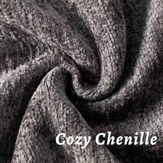 Grey Decorative Throw Pillow Covers 20x20 Inch Set of 2 Cozy Soild Chenille Cushion Cases Soft Textured Square Couch Pillows Cover Boho Accent Farmhouse Pillowcases for Sofa Bed