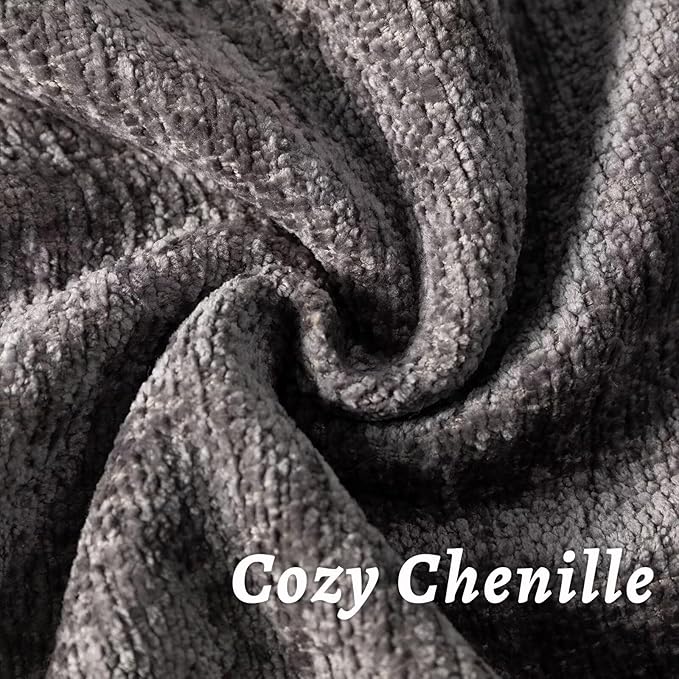 Grey Decorative Throw Pillow Covers 12x20 Inch Set of 2 Cozy Soild Chenille Cushion Cases Soft Textured Lumbar Couch Pillows Cover Boho Accent Farmhouse Pillowcases for Sofa Bed