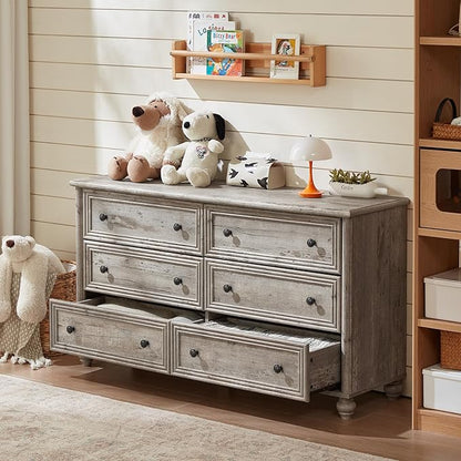 Farmhouse Dressers & Night Stand Set of 4, Wood 54" Wide Dresser & 35" Tall Chest of Drawers, 18" with Charging Station Nightstand Set of 2, Bedroom Furniture Dresser Set for Home Living Room Hallway