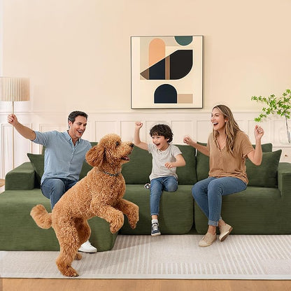 2025 New 108" Cloud Couch Sectional, Modular Sectional Sofa with L-Shaped Chaise, Deep Seat Sectional Modular Couch for Living Room, No Assembly Required (Green, Left Facing Chaise)